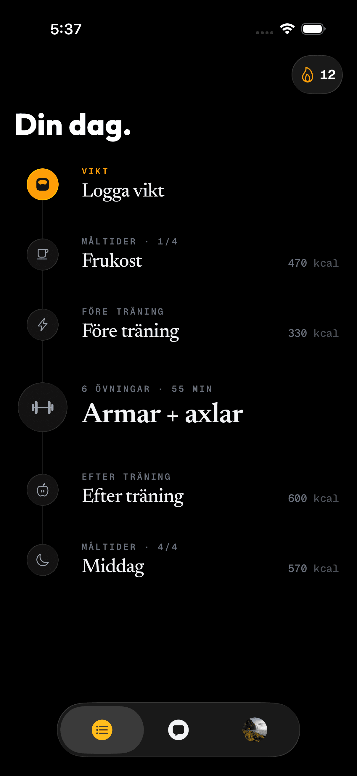 Loggning av träningspass och progress i gymply-appen